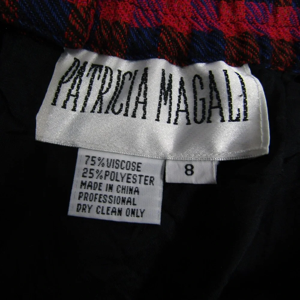 Patricia Magala Skirt Womens 8 Red Plaid Pencil Knee Length Lined Tweed Work